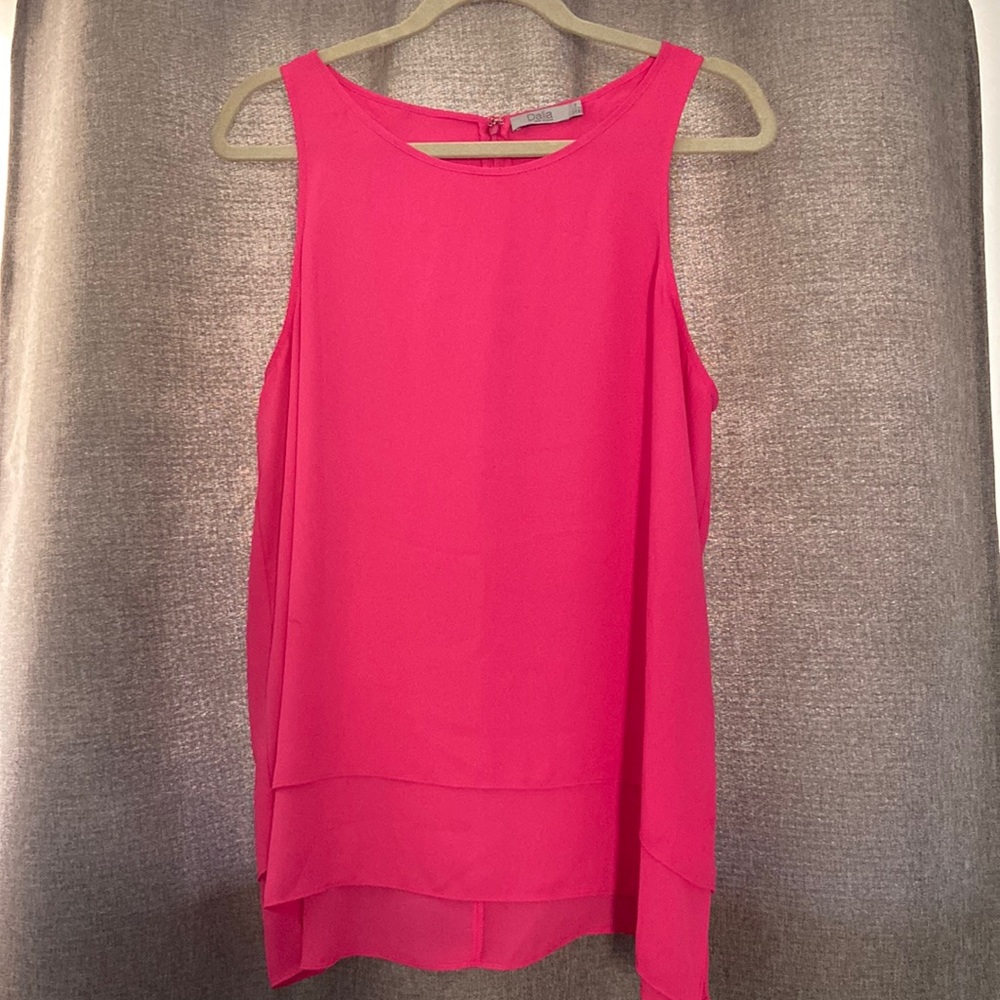 Dalia Hot Pink Sleeveless Layered Tank Top